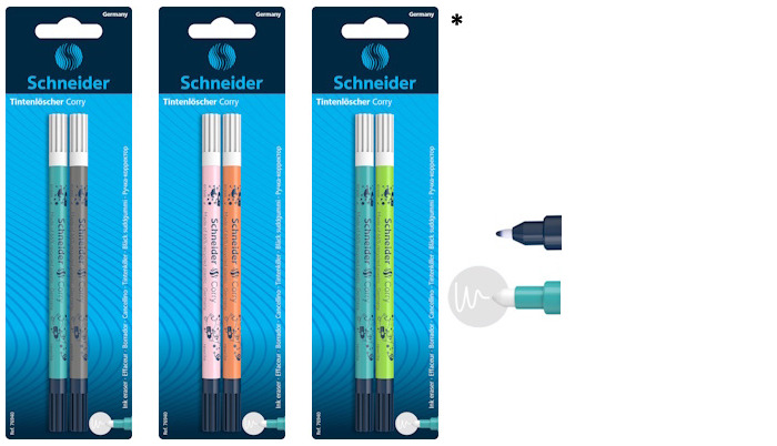 Schneider Eraser/rewrite pen, Corry series Royal blue ink (Pack of 2, random colors*)
