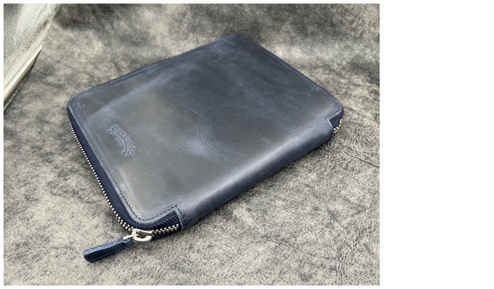 Étui pour stylo Galen Leather Co., série Leather Zippered 20 Slots Bleu Marine Crazy Horse