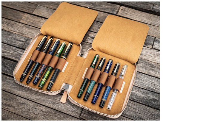 Étui pour stylo Galen Leather Co., série Leather Zippered 10 Slots Non teint 
