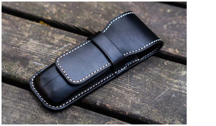 Étui pour stylo Galen Leather Co., série Leather Flap Pen Case (2) Noir 