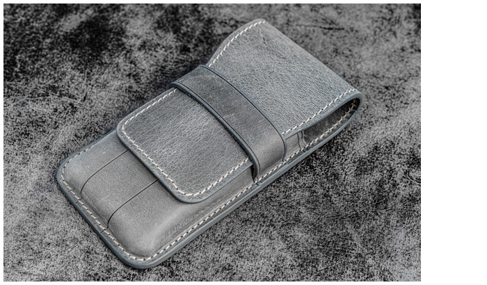 Étui pour stylo Galen Leather Co., série Leather Flap Pen Case (3) Fumée Crazy Horse