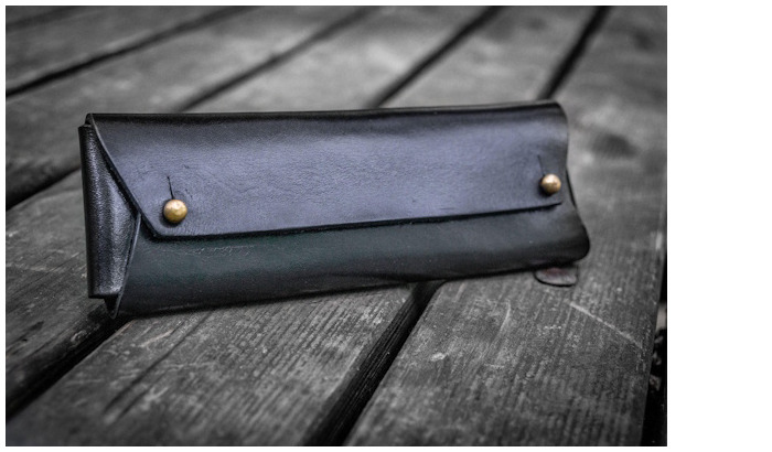 Étui Galen Leather Co., série The Student Leather Pencil Case Noir