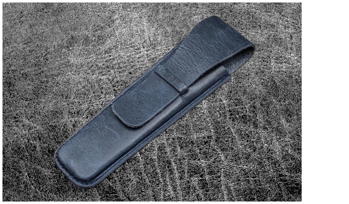 Étui pour stylo Galen Leather Co., série Vintage Slim Leather Single Pen Sleeve Bleu Marine Crazy Horse  