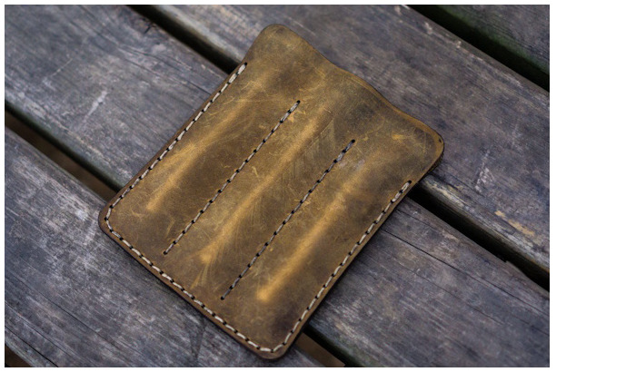 Étui pour stylo Galen Leather Co., série Leather Triple Pen Case Brun Crazy Horse