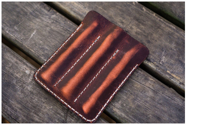 Étui pour stylo Galen Leather Co., série Leather Triple Pen Case Orange Crazy Horse