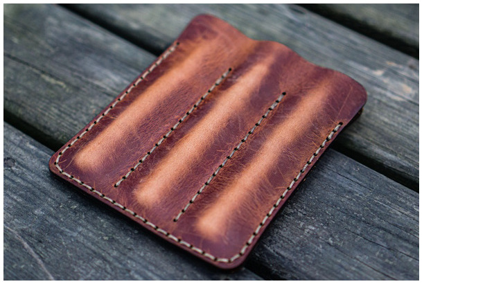 Étui pour stylo Galen Leather Co., série Leather Triple Pen Case Tan Crazy Horse