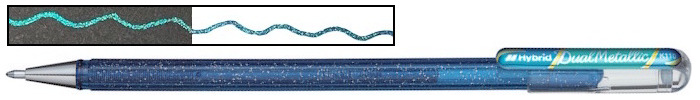 Pentel Gel pen, Hybrid Dual Metallic series Blue & Metallic Green ink
