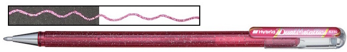 Pentel Gel pen, Hybrid Dual Metallic series Pink & Metallic Pink ink