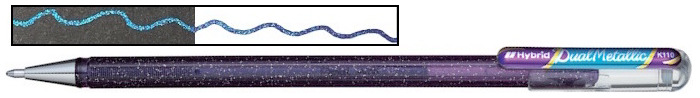 Pentel Gel pen, Hybrid Dual Metallic series Violet & Metallic Blue Ink