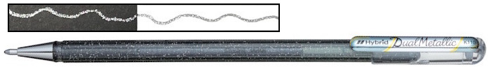 Pentel Gel pen, Hybrid Dual Metallic series Silver ink