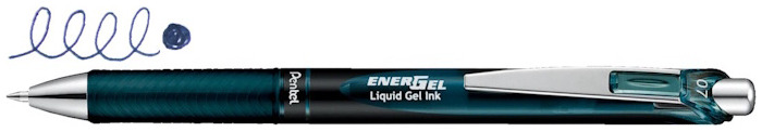 Pentel Retractable Gel pen, EnerGel series Indigo-Black Ink (Metal tip)