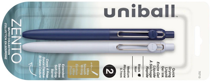 Stylos encre gel Uni-Ball, série Zento (Collection Muted - Paquet de 2 - Encre noire)