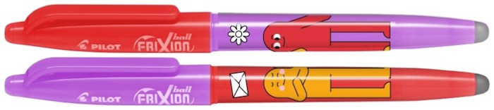 Stylos encre gel Pilot, s&eacute;rie Frixion Ball Friends Meilleurs amis (Ensemble de 2 - Encre bleue - 0.7)