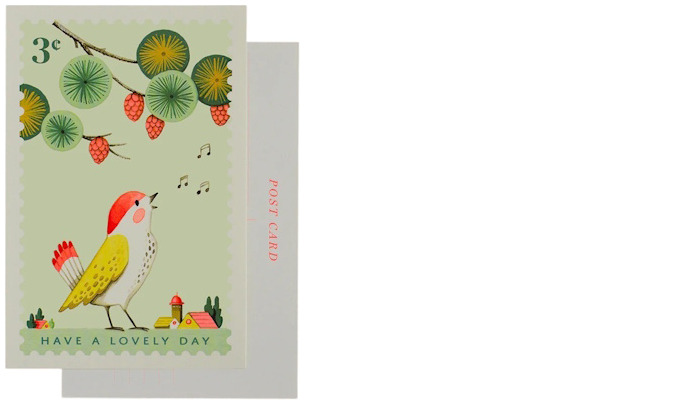 JooJoo Paper Postcard - Singing bird