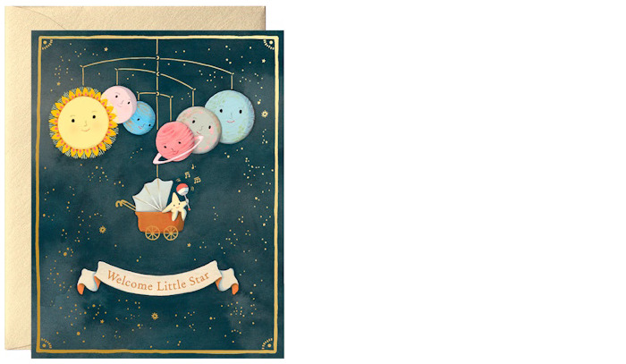 Carte de voeux JooJoo Paper - Système Solaire & Bébé 