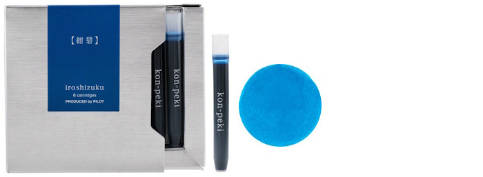 Cartouches d'encre Pilot, s&eacute;rie IC50 Iroshizuku Encre bleue Kon-Peki (Bo&icirc;te de 6)