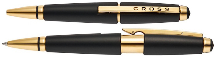 Stylo bille roulante r&eacute;tractable Cross, s&eacute;rie Edge Noir mat GT