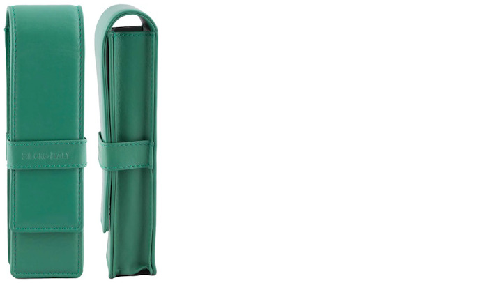 Étui pour stylo DiLoro, série Leather Pen Holder (Double) Vert pâle  