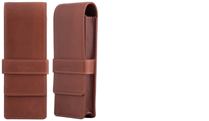 Étui pour stylo DiLoro, série Leather Pen Holder (Triple) Bugatti ocre