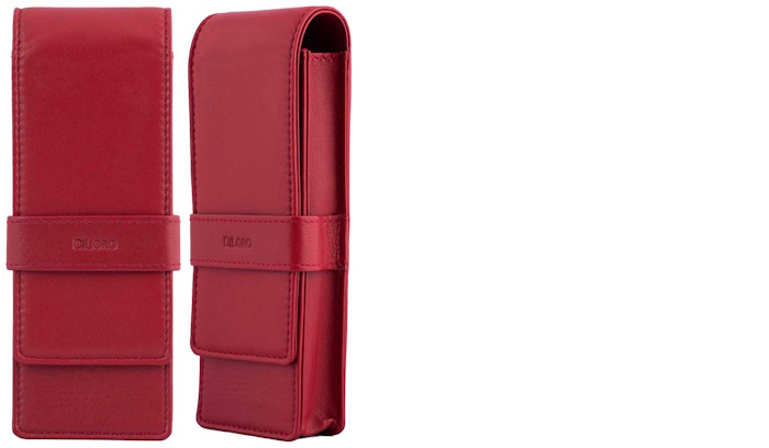 Étui pour stylo DiLoro, série Leather Pen Holder (Triple) Rouge vénitien  