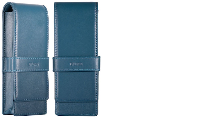 Étui pour stylo DiLoro, série Leather Pen Holder (Triple) Bleu sololio  