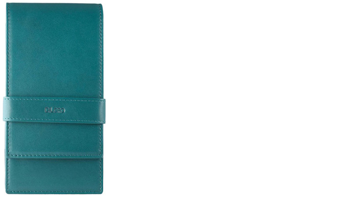 Étui pour stylo DiLoro, série Leather Pen Holder (Quadruple) Vert turquoise