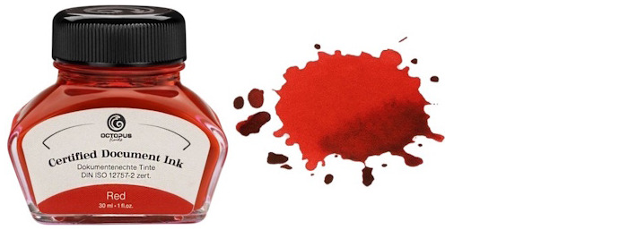 Bouteille d'encre Octopus Fluids, s&eacute;rie Document Inks Encre rouge (30ml)
