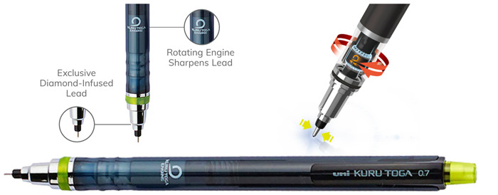 Uni-Ball Mechanical pencil , Kuru Toga series Black 0.7mm