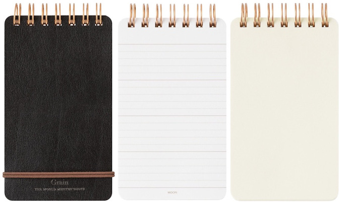 MIDORI Memo pad, WM Ring Grain series Black