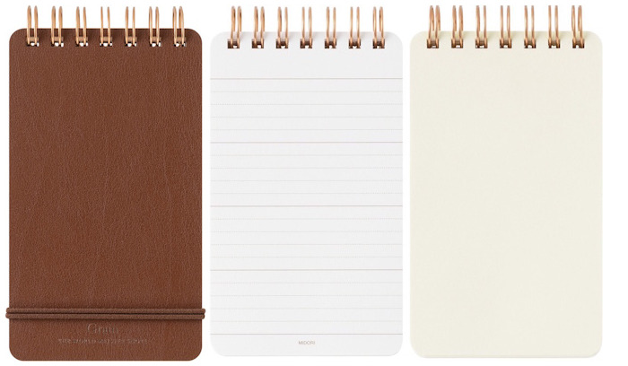 MIDORI Memo pad, WM Ring Grain series Brown