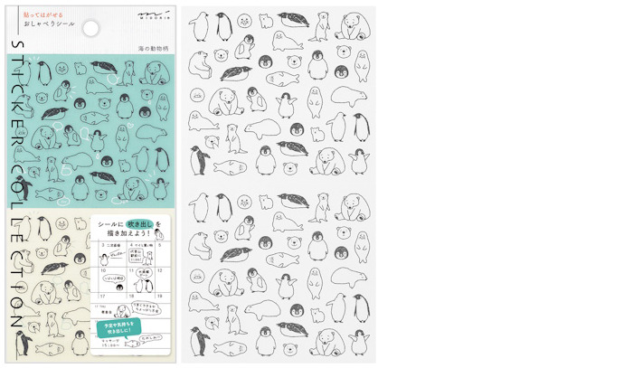 Autocollants MIDORI, s&eacute;rie Sticker Collection - Cr&eacute;atures marines