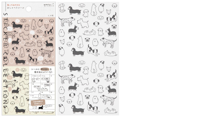 Autocollants MIDORI, s&eacute;rie Sticker Collection - Chiens