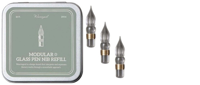 Wearingeul Modular glass pen nibs, Writing Implements series (Box of 3)