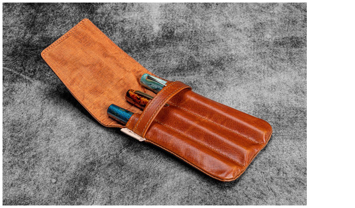 Étui pour stylo Galen Leather Co., série Legacy Collection Galen X Nock Co Leather Lookout Pen Case (3) Cognac profond
