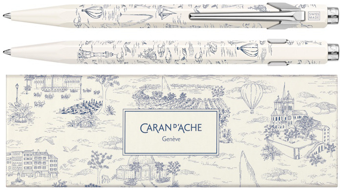Caran d'Ache Ballpoint pen, 849 Toile de Jouy - Geneva Edition SE series White