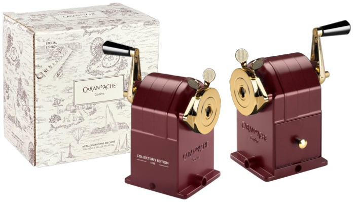 Caran d'Ache Pencil sharpener, Toile de Jouy - Geneva Edition SE series Burgundy