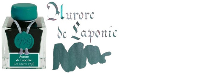 Jacques Herbin Ink bottle, 1798 Inks series Aurore de Laponie (with silver flecks)