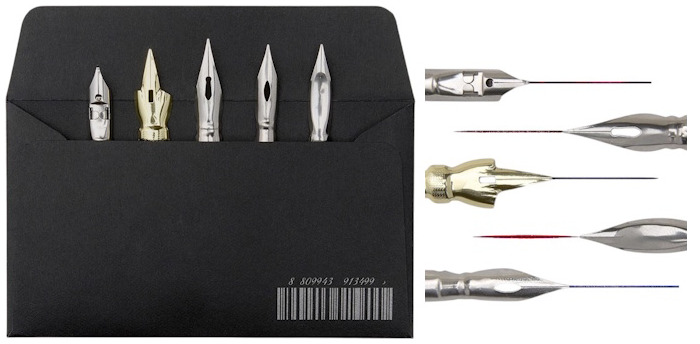 Wearingeul Nibs for dip pen holder, Writing Implements series (Set of 2 colors, 5 different models)