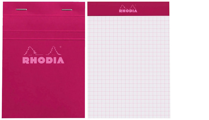 Bloc-notes (A6) Rhodia, série Couleurs Prune (Quadrillé 5x5 - Agrafé)
