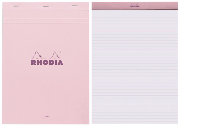 Rhodia Notepad (A4 - N°18), Couleurs series Pink (Lined - Stapled)