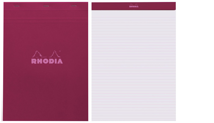 Rhodia Notepad (A4 - N°18), Couleurs series Plum (Lined - Stapled)