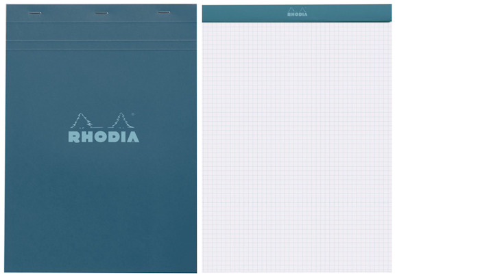 Rhodia Notepad (A4 - N°18), Couleurs series Peacock (5x5 squared - Stapled)