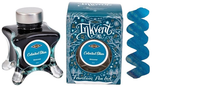 Bouteille d'encre Diamine, série Inkvent Teal Edition Encre Celestial Skies (50ml)