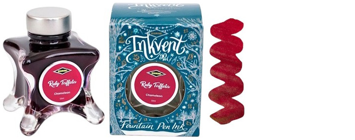 Bouteille d'encre Diamine, série Inkvent Teal Edition Encre Ruby Taffeta (50ml)