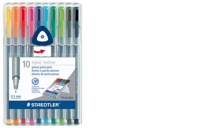 Crayon feutre Staedtler , série Triplus Fineliner Multicolore (10)