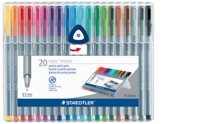 Crayon feutre Staedtler , série Triplus Fineliner Multicolore (20)