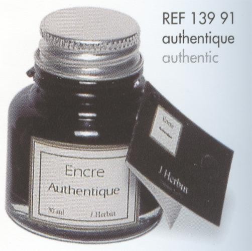 Bouteille d'encre J.Herbin , série Encre Authentique - Authentic Ink Encre noir