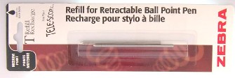 Recharge (stylo) Zebra , série T Refill & ink - Recharge & encre Encre noir