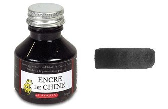 Bouteille d'encre Herbin, série India Ink (Encre De Chine) Noire