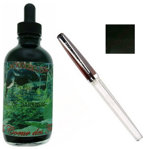 Bouteille d'encre Noodler's Ink, série 4.5 oz. Bottles Encre noire (Heart of Darkness)- avec Stylo plume